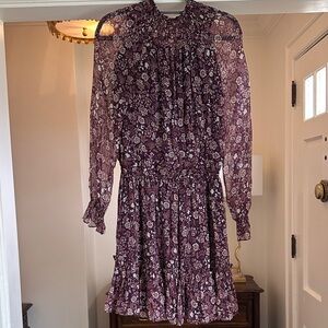 Shoshanna Purple Floral Long Sleeve Dress